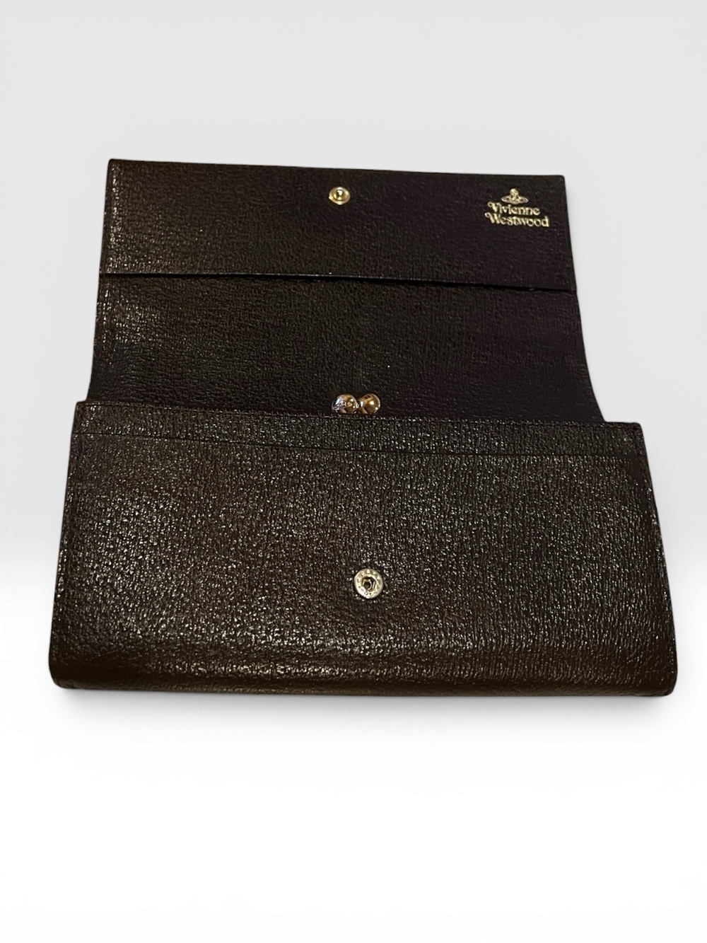 Vivienne Westwood Black Leather Wallet Gold Orb Logo - Picture 3 of 7